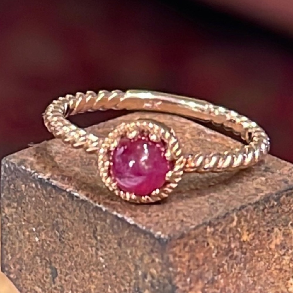 14k Rose Gold Cabochon Ruby Ring - image 1